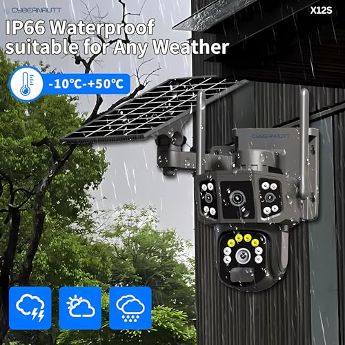 Image of XUGA - Cybernautt X12S 8MP 3 View PTZ Solar 4G Sim Wireless Outdoor CCTV Camera with Three Side View | 360 | Motion Detection| Siren Alarm| Outdoor | 2 Way Audio | 128GB | Use Air-tel 4G Sim