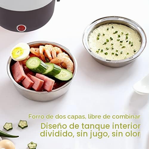 Fiambrera Eléctrica de 250 W, 2 Capas de Calefacción, Fiambrera, Calentador de Huevos, Calentador de Alimentos Portátil, Fiambreras Bento, Fiambrera con Rejilla para Huevos Al Vapor para(Púrpura)