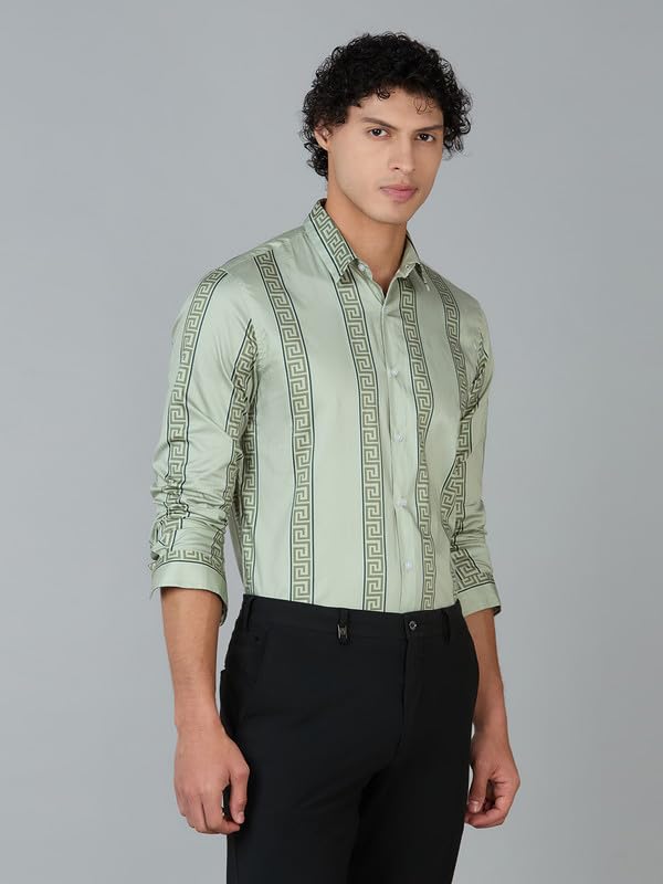 Image of Men's Printed Regular Fit Full Sleeves Cotton Formal Shirt