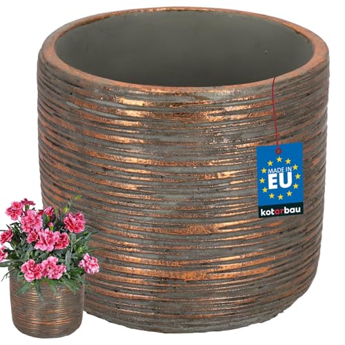 KOTARBAU® Blumentopf Groß - Pflanzkübel - ⌀ 12 cm H: 13 cm - Keramik - Kupfer - Pflanztopf - Orchideentopf - Design - Stilvoll - Blumenübertopf - Außen