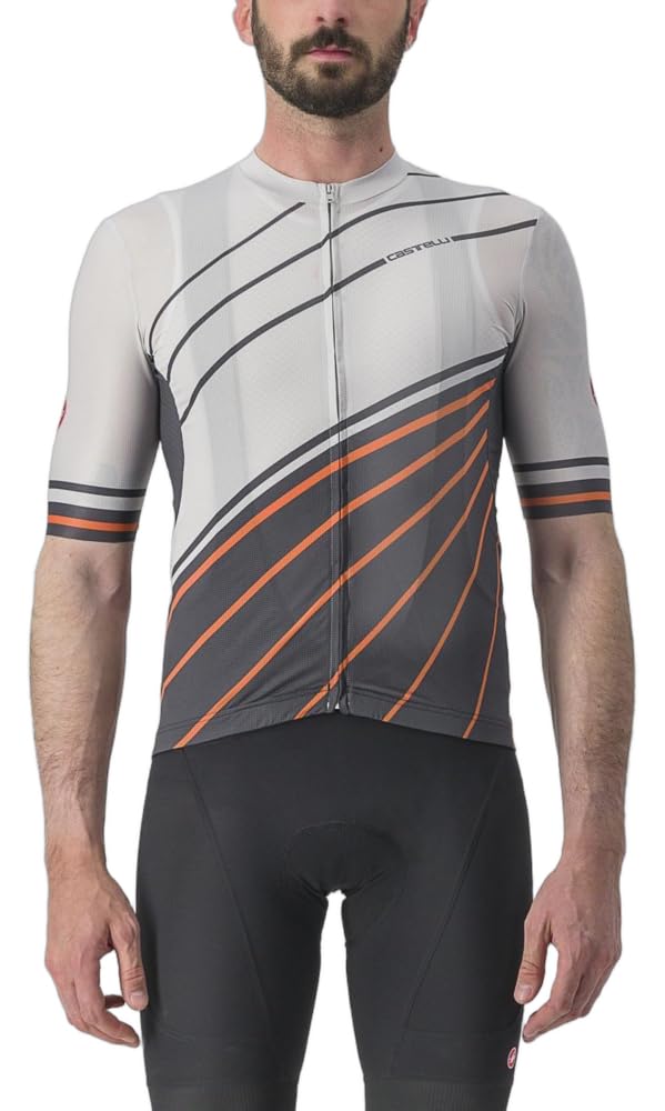 CASTELLI 4523014-097 Speed Strada Jersey Men's T-Shirt Moon Gray/Dark Gray-Scarlet IBIS L