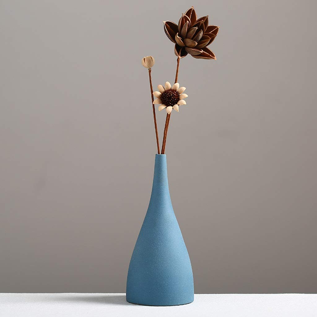 HJBH High Quality Ceramic Material Vase Creative Simple Art Home Decoration European-style Frosted Small Fresh Living Room Table Decoration Size: High 21.5CM * Bottom Diameter 9.8CM * Caliber 1.5CM (b