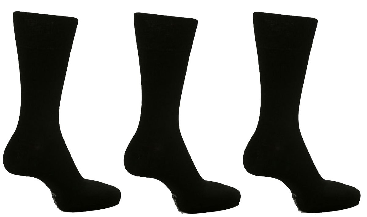 Hduk Mens Socks Men's Black 6 Pairs Gentle Grip Honeycombe Top Non Elastic Socks By Drew Brady / 26