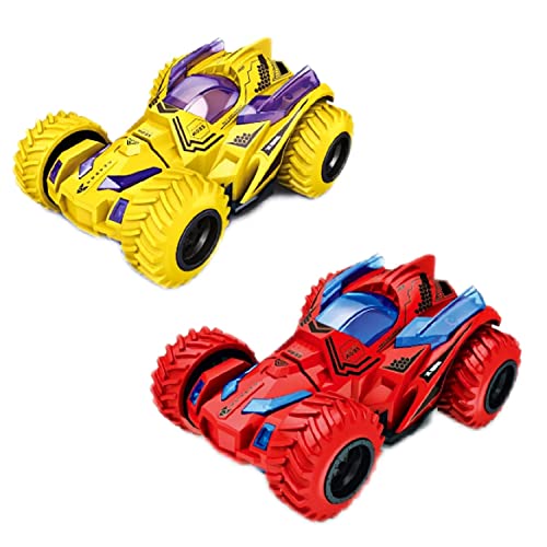 Image of 4WD Monster Truck Toys for Kids,Stunt Truck Car Toy with 360 Degree Rotation Big Rubber Tires for Push & Go 4wd Monster Truck Cars for Boys & Girls (Pack of 3, Multicolor)