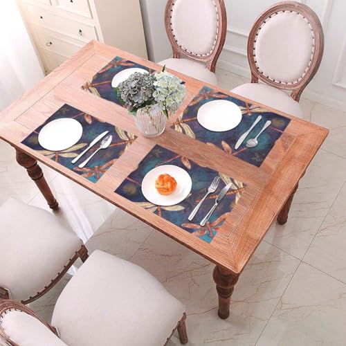 Sets de table en PVC tissé lavables de salle à manger peints à la main
