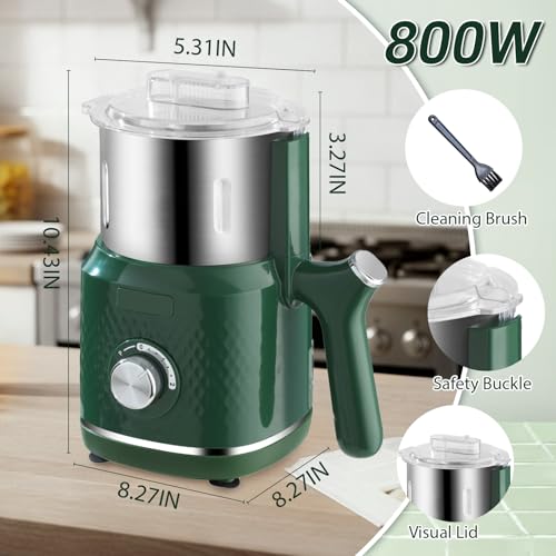 Image of Spice Grinder Electric, 800W Herbs Coffee Grinder for Kitchen, 900g Versatile Grain Mill for Dry Nuts, Grains, Seeds, Rice, Bean and Pepper (Green)