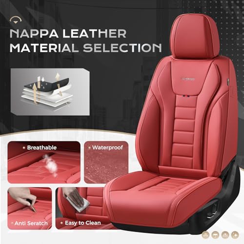 Image of Coverado Car Seat Covers Full Set, Seat Covers for Cars, Front Seat Covers and Back Seat Cover Waterproof Leather Automotive Seat Cover, Universal Car Interior Protectors Cushion for Most Cars