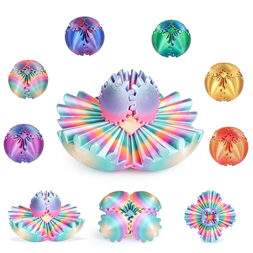 Gear Ball 3D Printed Fidget Toy Spinning Gear Sphere for Stress Relief Anxiety Fun Desk Toy for Adults Kids Stocking Filler Birthday Christmas White Elephant Gifts (Lustrous Rainbow, Diameter: 2.5 In) Gear Ball 3D Printed Fidget Toy Spinning Gear Sphere for Stress Relief Anxiety Fun Desk Toy for Adults Kids Stocking Filler Birthday Christmas White Elephant Gifts (Lustrous Rainbow, Diameter: 2.5 In)