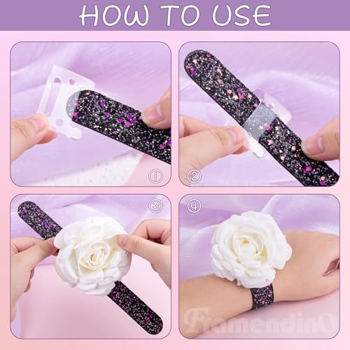 Framendino, Slaplet Wristlets Wrist Corsage Bracelets Slap Floral Corsage Bracelet for Bridesmaids3