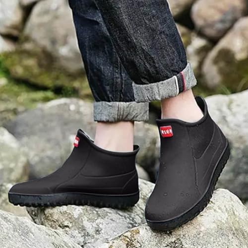 Men's Short Tube Slip Outer Casual Rain Boots High-Performance Fishing Rain High Traction Men's Ankle Boots3