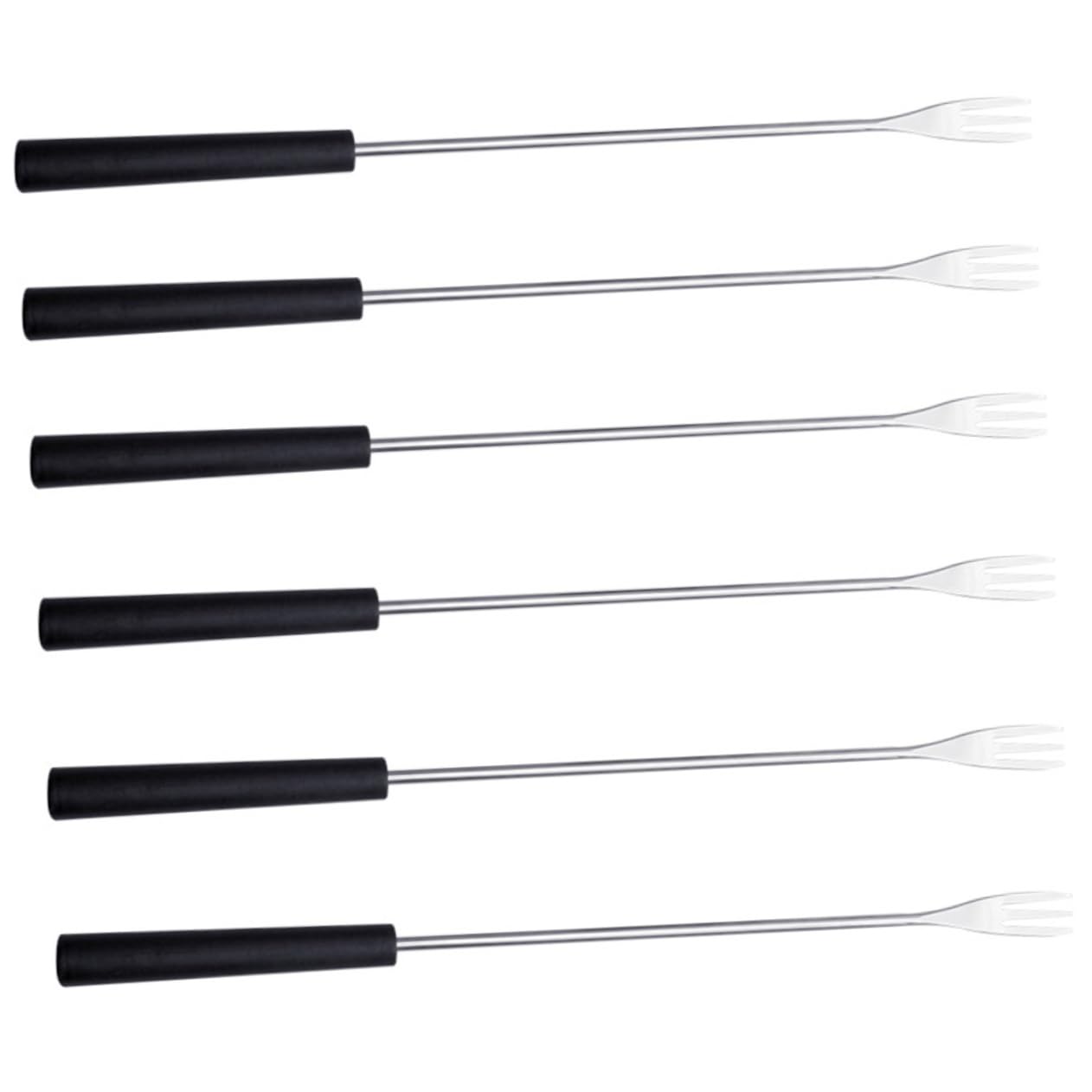 Garneck 6pcs Stainless Steel Cheese Forks Fondue Forks Ergonomic Handle Versatile for Fondue Pot Home Kitchen