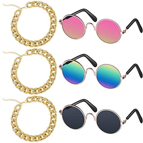 Jettingbuy 6 Pieces Pet Accessories Cat Glasses Dog Glasses Pet Chain Necklaces Pet Wacky Photo Props Pet Supplies For Cat And Small Dog #TOP6