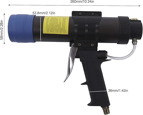 Miniatura 7 de Pistola de calafateo neumática, pistola de pegamento de vidrio sellador de 10.5 fl oz, herramienta de reparación automática ajustable de 0.40.7Mpa