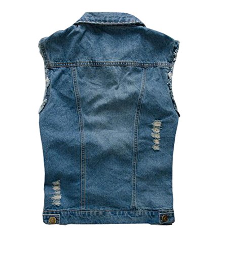 MYtodo Men's light-colored denim vest ripped lapel sleeveless Jacket Coat2