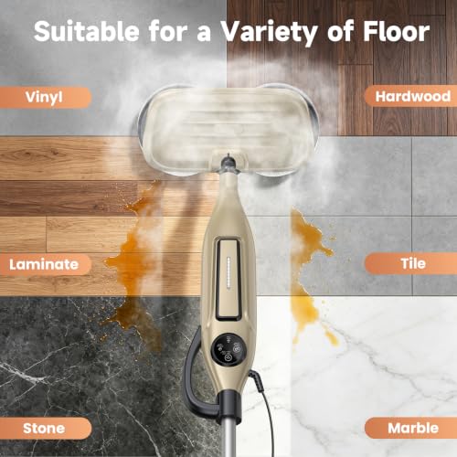 Image of DEVOAC VM6 Scrubbing Steam Mop with Rotating Mop Pads, 10 in 1 Steam Mop, Lightweight Spin Mop & 3 Steam Modes for Hard Floor Laminate Marble Floors (Auster)