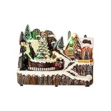 Zgehnao クリスマスビレッジハウス置物 樹脂 光る装飾彫刻用品 ホーム 寝室 寮 パーティー 背景用