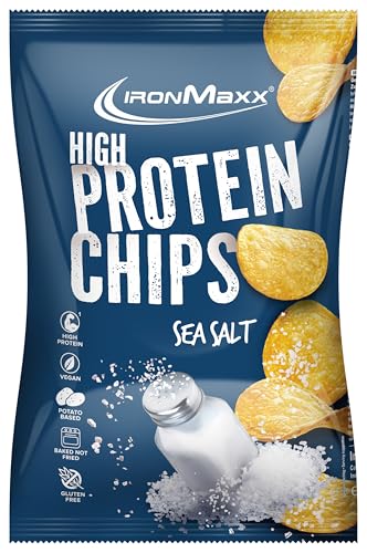 IronMaxx High Protein Potato Chips - Sea Salt 60g Beutel | Zuckerarm und glutenfrei | Hoher Proteingehalt und auf Kartoffelbasis