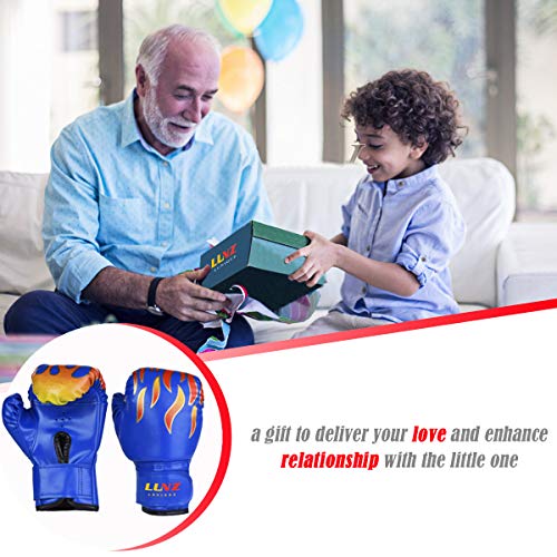 Luniquz Kids Boxing Gloves for Punching Bag Training, 4 OZ 6 OZ Fit 3 to 14 YR, Blue