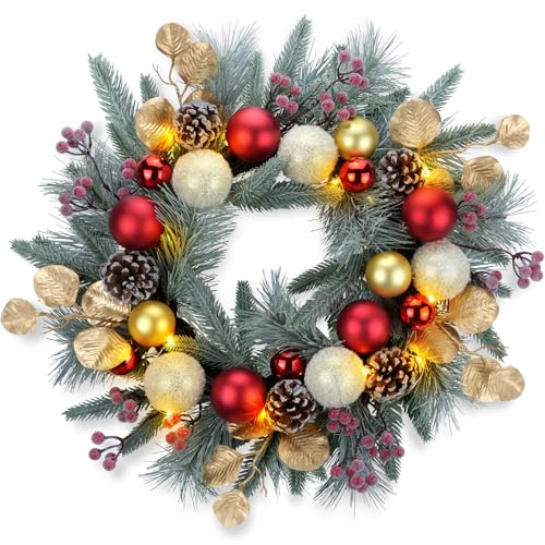 YULETIME Weihnachtskranz, 50,8 cm, Kugeln, Beeren, Tannenzapfen,...
