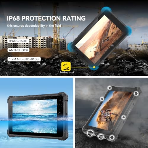 Image of Rugged A10ST-S Android 10 Industrial Tablet, 4G LTE, 8MP+16MP, 4GB+64GB, 10000mAh Battery, WiFi, GPS, NFC, 700nit, 1280x800 IPS, IP68 Waterproof