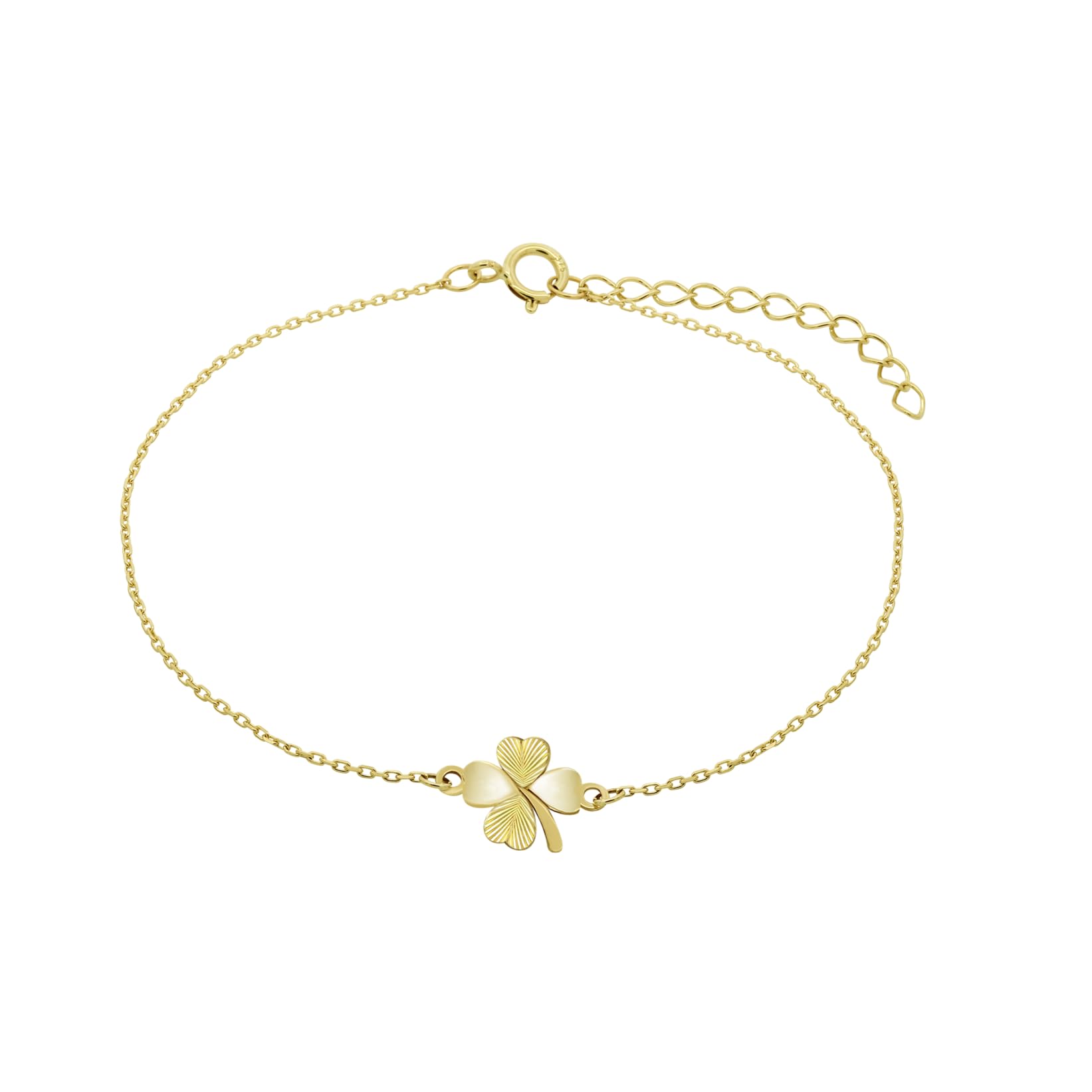 Time RoaD Pulsera Oro Mujer HIN00446/​19 9K de 375 ml - Pulsera Trébol 4 Hojas con Amuleto de la Suerte - Pulido y Acabado Refinado 19 cm - Ideal para Regalo de Cumpleaños y Ocasiones Especiales