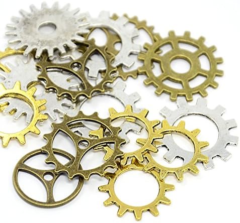 30pc Steampunk Gears, Charms, Metal Alloy, Assorted Colors