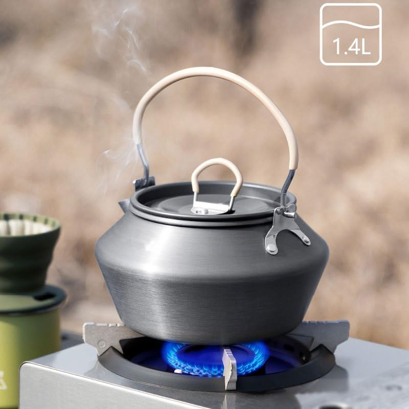 3PCS Camping Cookware Set, Portable Titanium Alloy Pot, Pan & Kettle with Foldable Handles, Nesting Design for Backpacking, Hiking & Outdoor Cooking