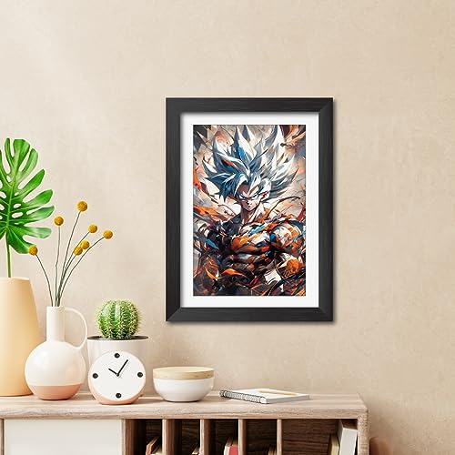 Image of TenorArts Goku Poster Dragon Ball Z Anime Laminated Posters Photo Frame Painting with Matt Finish Black Textures (12inches x 9inches)