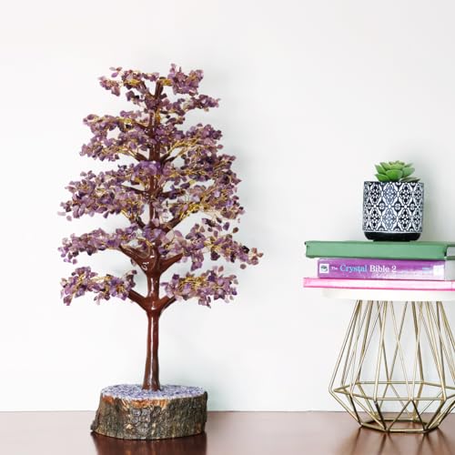 Image of Amethyst Crystal Tree (1500 Beads) Handmade Gemstone showpiece for Home Decor Living Room | M-Seal Decorative Items & Birthday Gifts for Women | Home Decoration Gift & Display Show Pieces