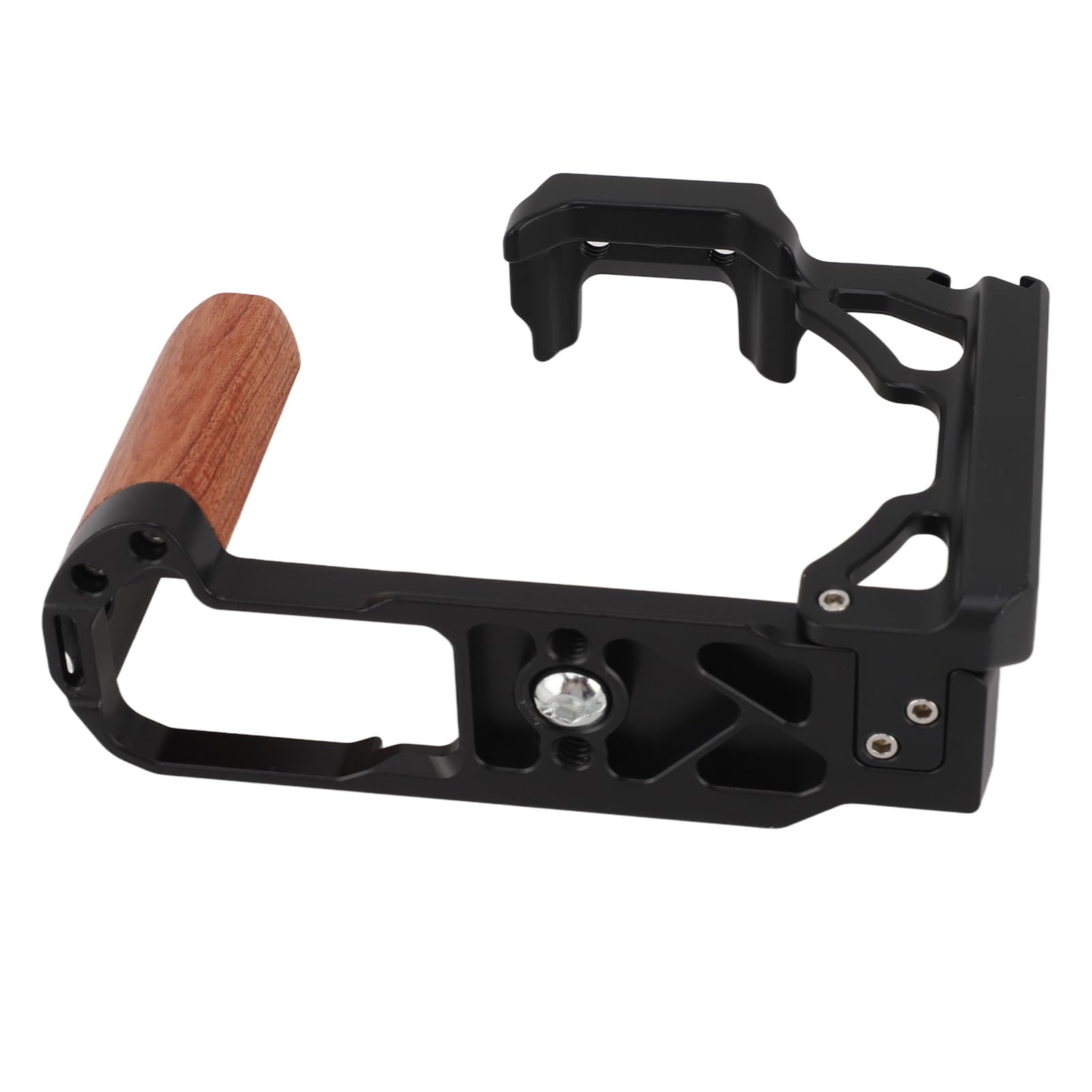 Jaula para Cámara Aleación de Aluminio Antideslizante Jaula de Video Fácil de Instalar para ZFC 8.1 Oz + Cómodo de Madera para Entusiastas de la Fotografía (Black)