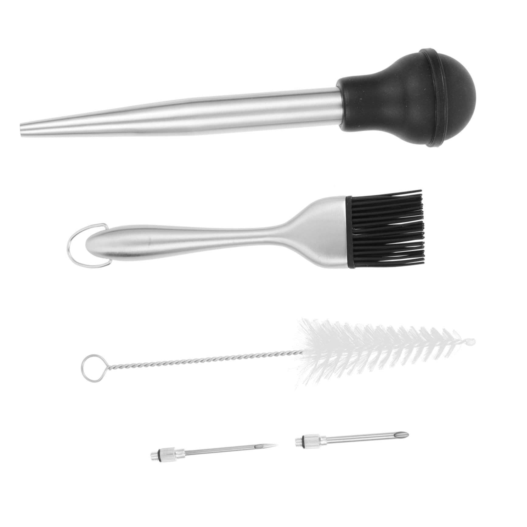 ABOOFAN 1set Stainless Steel Meat Injector Kit Turkey Baster Dual Needle for Flavoring Bbq Grilling and Roasting Easy to Clean Cooking Accessory