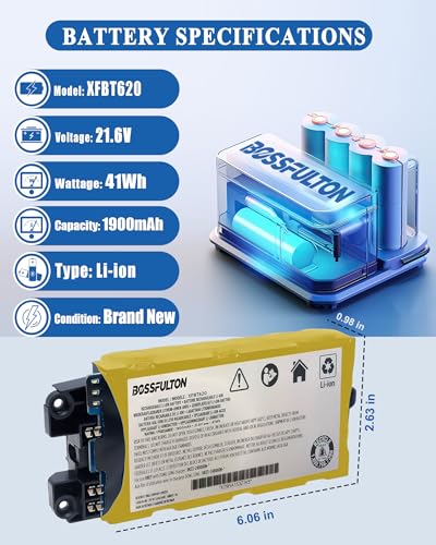 Image of XFBT620 Battery Replacement for Shark IX140 IX141 IX142 IZ140 IZ140C IZ141C IZ142 UZ145 Cordless Vacuum Cleaners Rocket Pet Stick Rocket Pro for Shark Battery 1900mAh 41Wh 21.6V