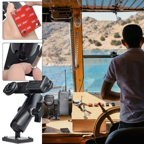 Image of HYS Duty Drill Base Tablet Holder Mount for Truck & Vehicle, Drill Base Tablet Holder with Aluminum Arm for All HT'S Radio with Belt Clip Motorola SL300, APX6000, APX8000, & Cb Radio Mic Hang Up