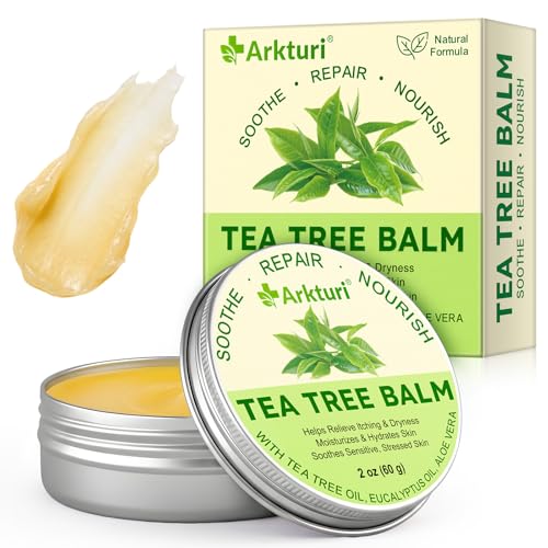ABOUME Tea Tree Oil Balm, Tea Tree Balm Help Dry, Itchy & Fungal-Prone Skin, Soothing Moisturizing Balm Suitable for Feet, Heels, Hands & Body, Natural Formula, 60g (1PCS)
