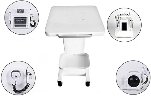 Miniatura 6 de Carrito de salón  Carrito móvil de aluminio con ruedas médicas para cavitación ultrasónica, máquina de RF, estante de spa de manicura (blanco (con