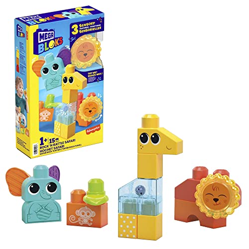 Mega Bloks Coffret de Construction sensoriel pour Les Tout-Petits avec 15 Gros Blocs de...