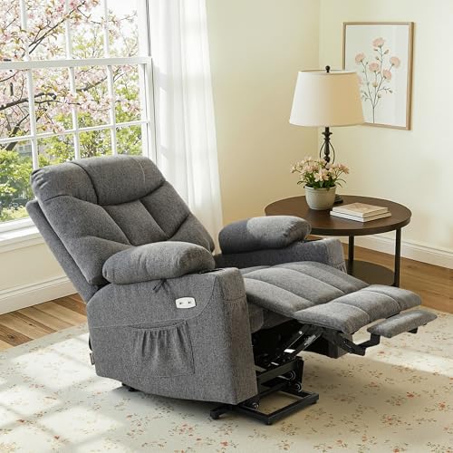 MCombo Power Lift Recliner Chair with Extended Footrest for Elderly People, Fabric 7287/7087 (Dark Gray, Medium) - Image 3