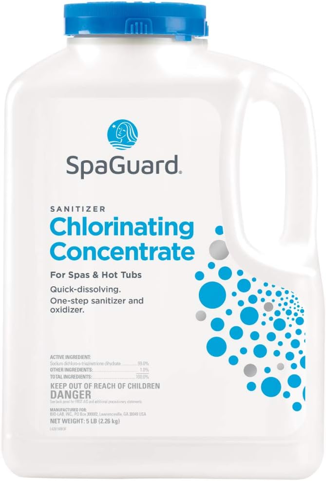SpaGuard Spa Chlorinating Concentrate, 5 lb, Pack of 2, Advanced Spa Water Treatment for Hot Tubs and Spas, Quick Dissolving Oxidizer