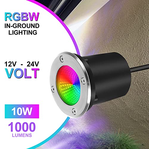Eaglod 10W Landscape Lighting Rgbw Low Voltage Landscape Lights Color Changing Led Well Lights Outdoor,12-24V Multicolor In Ground Lights Ip67 Waterproof For Garden Yard Tree (10Pack With Connectors) #TOP1