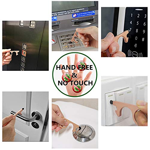 No Touch Door Opener Tool,4 Pack Touchless Door Opener Button Pusher Retractable Keychain Tool with Stylus Tips,Touchless Key Tool for Touchscreens,Handles,Bottle Opener,Elevators,ATM,Keypads
