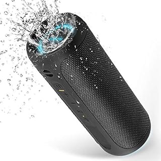 Portable Speaker, Wireless Bluetooth Speaker, IPX7 Waterproof, 25W Loud Stereo Sound, Bassboom Technology, TWS Pairing, Built-in Mic, 16H Playtime, Speaker with Lights for Home Outdoor - Black