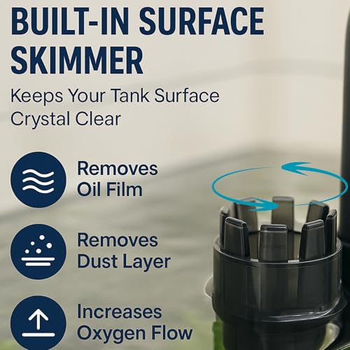 Image of BLH-401 Aquarium Hang On Filter | 4W | 250L /H HOB Filter with Surface Skimmer | Vertical Aquarium Filter for Fish Bowl & Mini Fish Tanks Up to 1.5 Ft | Silent Waterfall Filtration System
