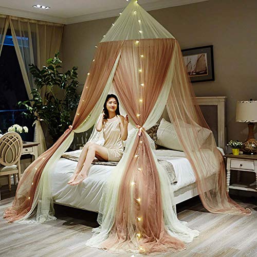 XZHU Mosquitera, Cubierta de Cama de mosquitera de Tres Puertas, mosquitera de cúpula Princesa de Doble Gasa, Adecuada para Viajes de Campamento y Uso Familiar,A