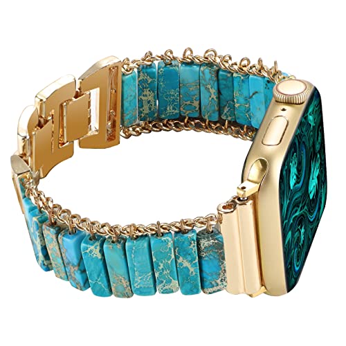 Chakra Bracelets Bands Compatible with Apple Watch Band 42mm 44mm 45mm, Women Natural Stones Wrap Handmade Healing Bead Ethnic Boho Strap Yoga Jewelry Wristband for iwatch 9 8 7 6 5 4 3 2 1 S