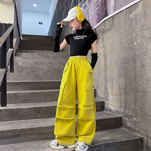 Girls Baggy Wide Leg Jeans Elastic Waist Casual Washed Denim Pants Ripped Y2K Streetwear Cargo Jean Pants with Pockets2