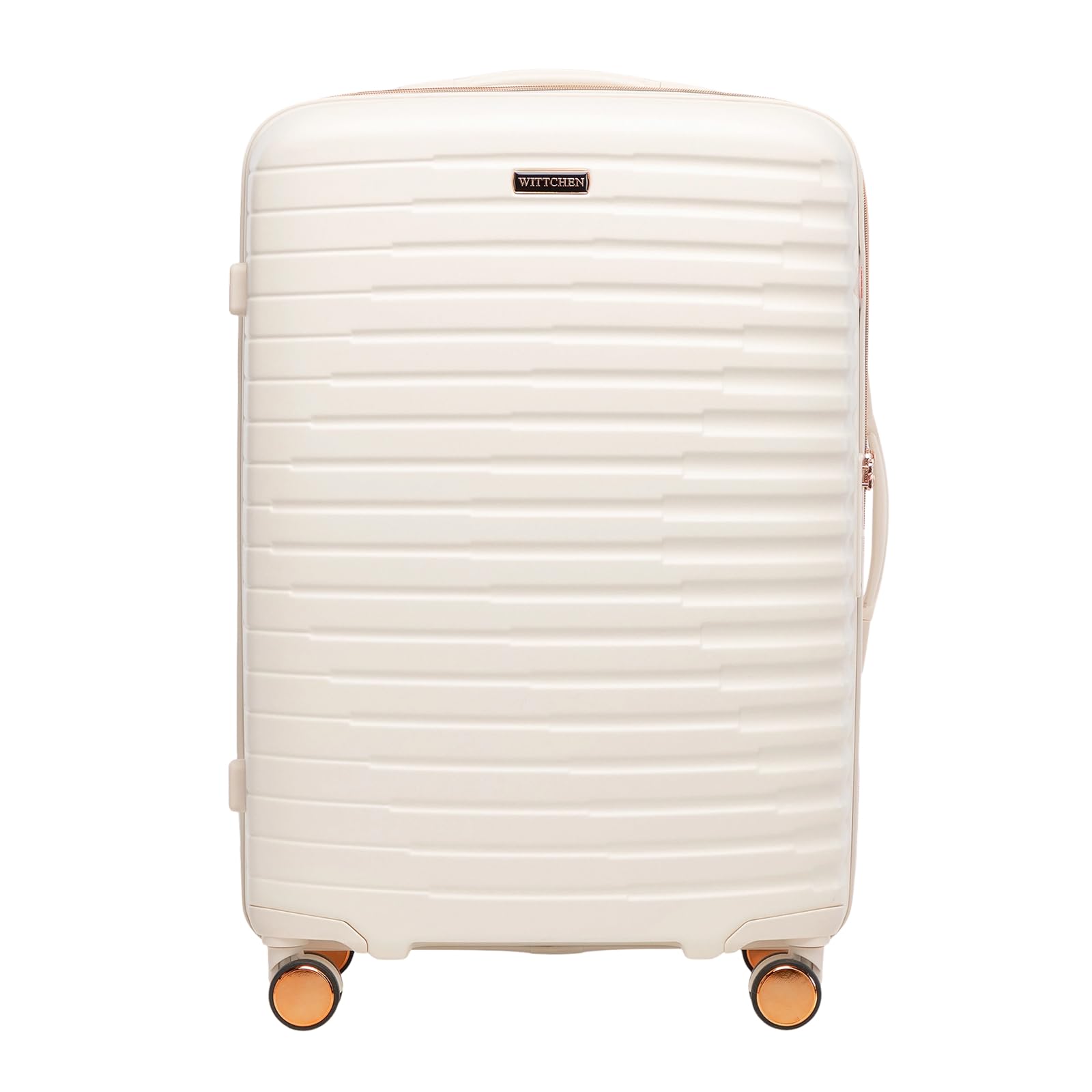 WITTCHEN Motion Line Mittelgroßer Koffer leichtes Reisegepäck Hartschale Polycarbonat TSA-Schloss Teleskopgriff 4 Doppelrollen 360° Größe L Creme-Gold