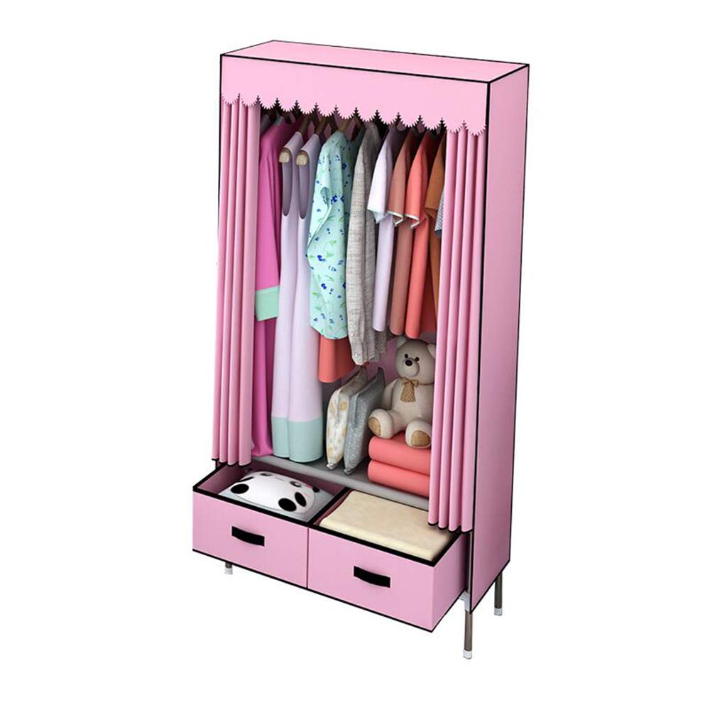 Armario de tela portátil rosa de 70x45x168 cm para ropa