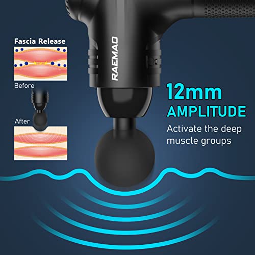 RAEMAO Massage Gun Deep Tissue, Back Massage Gun for Athletes for Pain Relief Attaching 10 PCS Specialized Replacement Heads, Percussion Massager with 10 Speeds & LED Screen, Black - Image 3