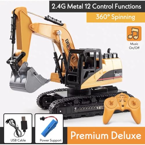 Image of HALO NATION 6Channel Remote Control Excavator RC Excavator RC Engineering Truck Rechargeable Truck Toy with 360 Rotation & Metal Alloy Shovel for Real Lift