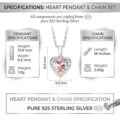 Image of SILVERTOWN 925 Silver Celestial Grace Heart Pendant Necklace | Hallmarked | White Rhodium Plated | Gift For Women and Girls